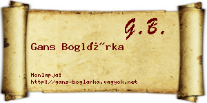 Gans Boglárka névjegykártya